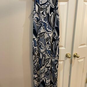 Chico's Blue and White Traveler’s Jumpsuit - Patterned Fabric
